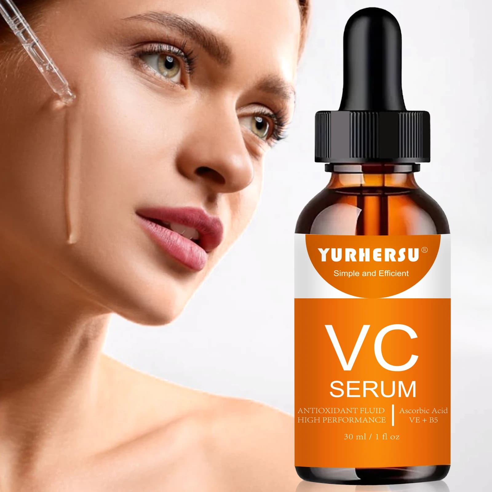 Multi-effect serum + serum brightening to vitamin C, suitable for face, active ingredients to 10%, illuminates skin tone.