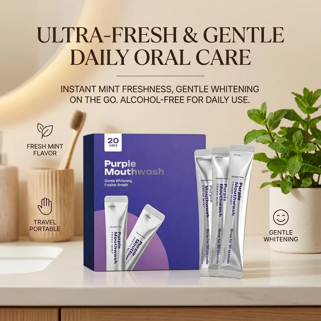 Purple Portable Mouthwash Removing Dental Plaque Whitening Teeth Eliminating Oral Odors Freshen Breath Mint Daily Care Mouthwash