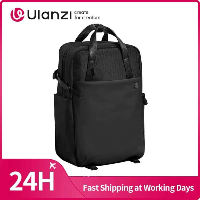 Ulanzi F08 Zaino da viaggio leggero Borsa da 20 litri per laptop con luce di riempimento per fotocamera con tasca incorporata perfetta per AirTag