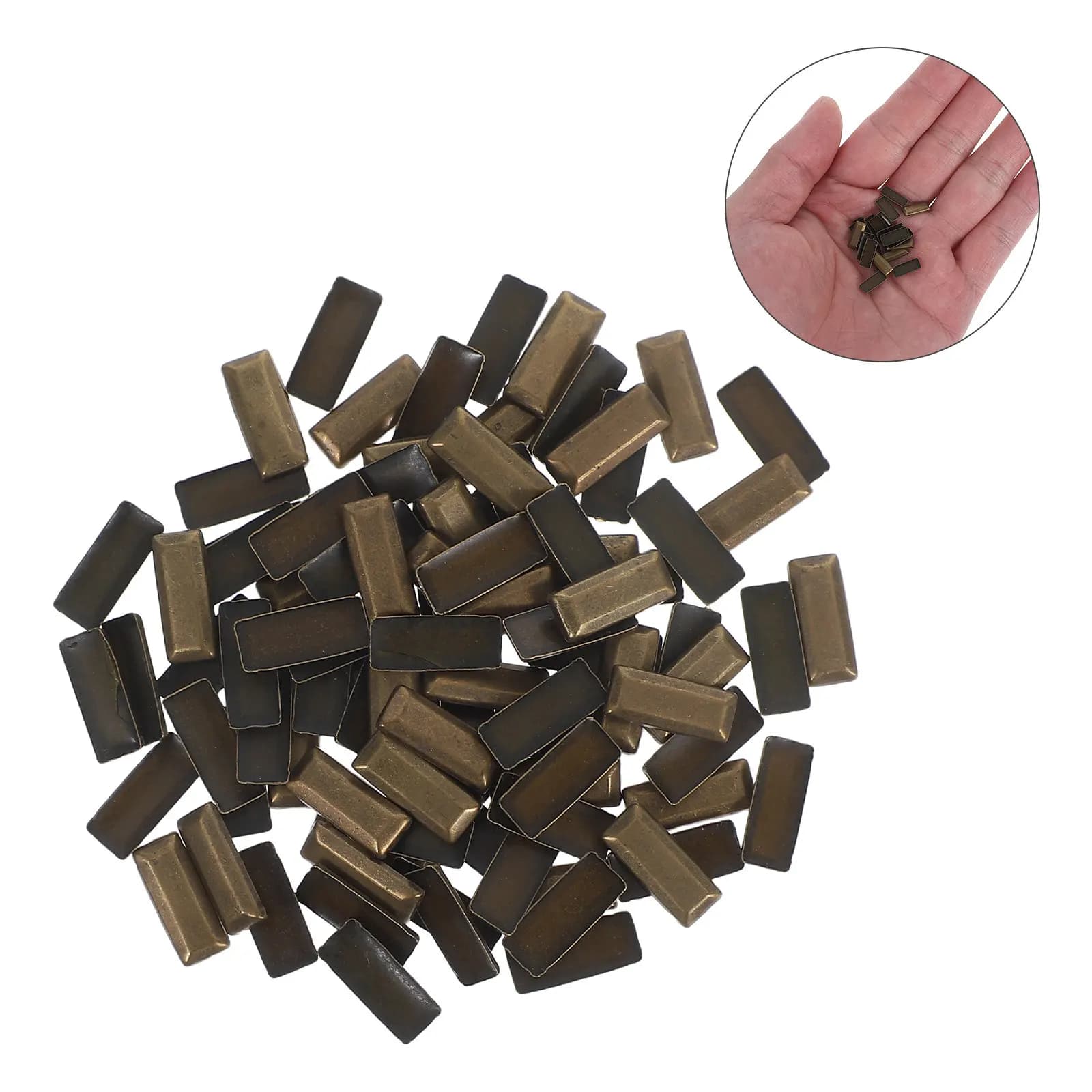 100 Pezzi Borchie Rettangolari in Rame, Rivetti Punk Flatback per Abbigliamento Fai da Te, Cinture, Borse, Scarpe, Giacche, Decorazioni per Vestiti
