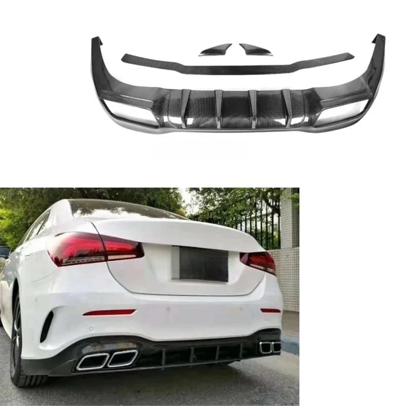 Diffusore Posteriore in Vera Fibra di Carbonio per Mercedes Classe A W177 2019+ Sport Sedan, Accessori Aerodinamici