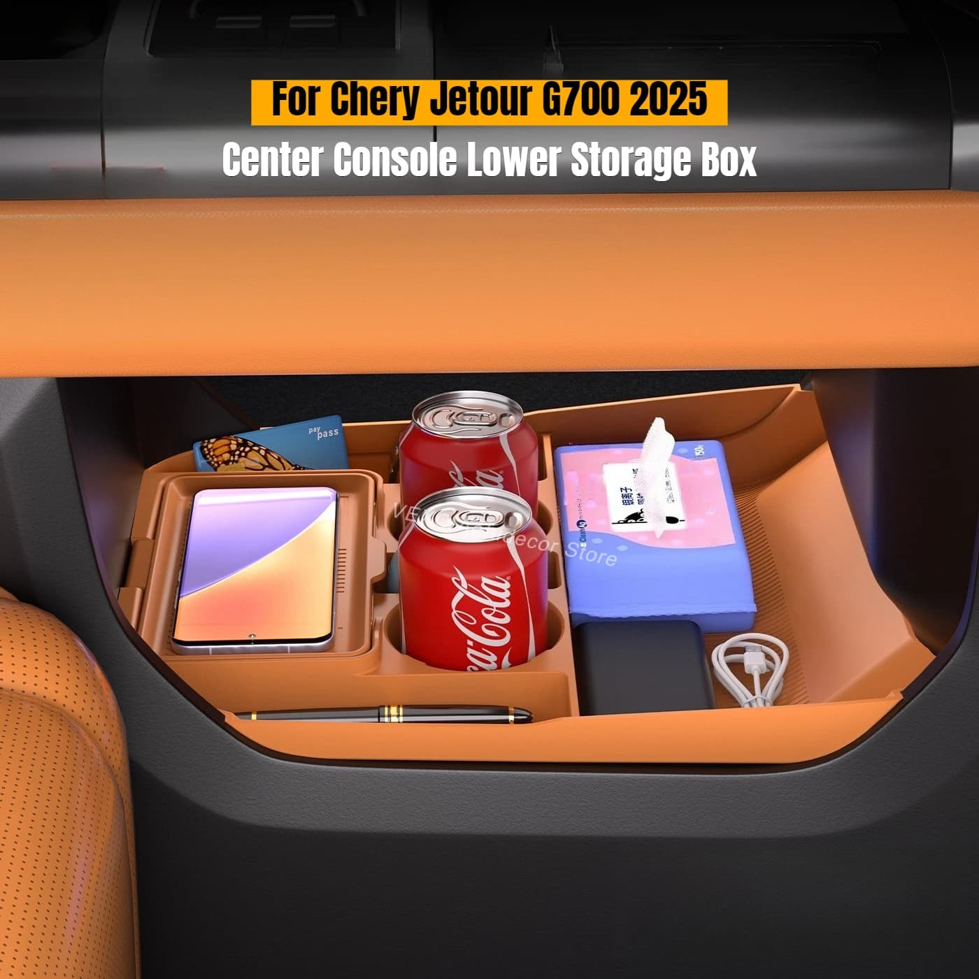 Organizer per Console Centrale Inferiore per Chery Jetour G700 2025, Vassoio Portaoggetti Interno, Accessori per Interni Auto