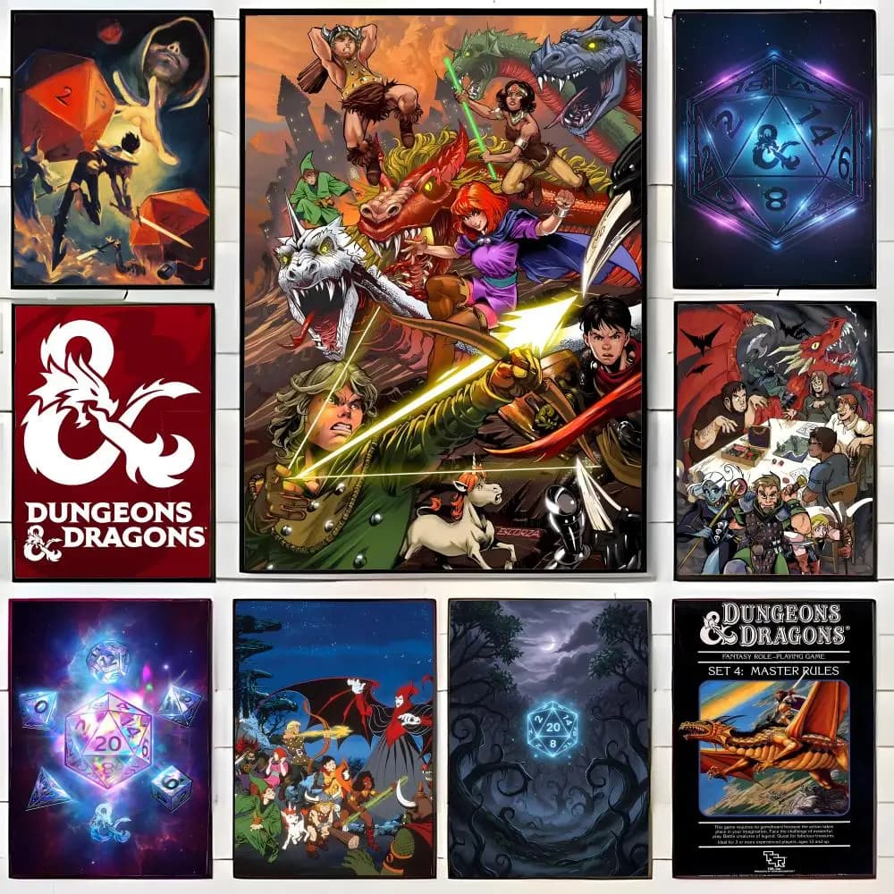 D-Dungeons And D-Dragons Game Cartoon Poster Wall Art Print Poster Decorative Mural Home Decor Gift Unframed