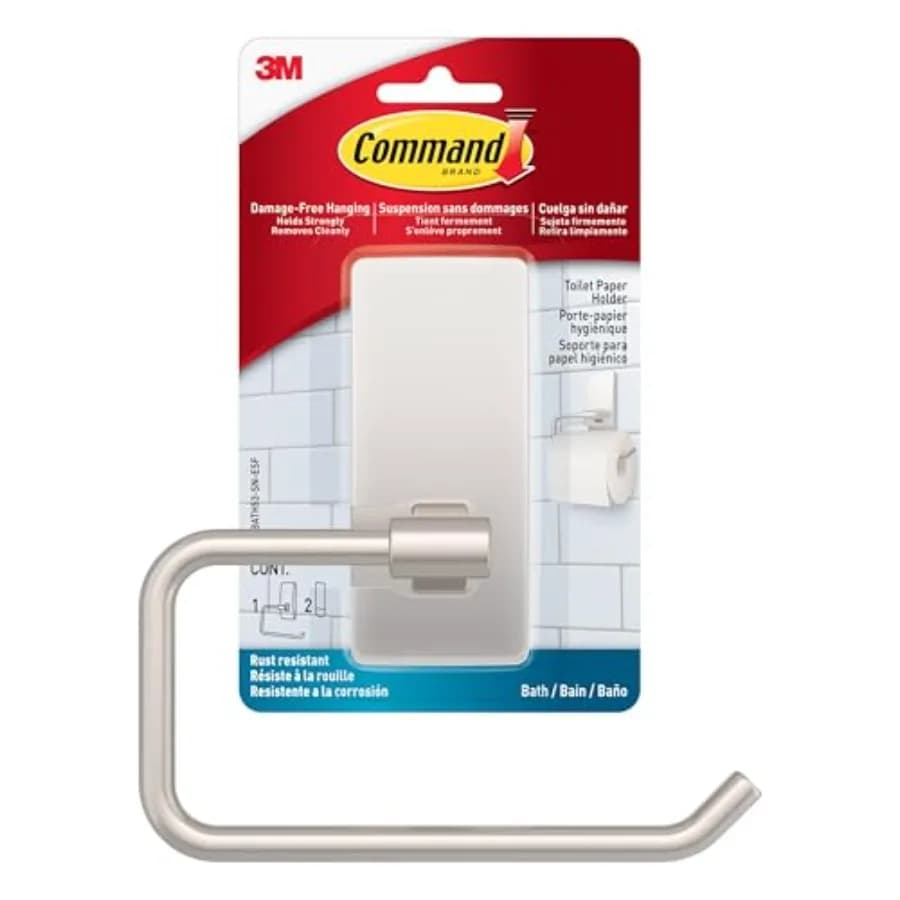 Portarotolo da bagno in nichel satinato con strisce resistenti all'acqua, organizer da bagno resistente alla ruggine