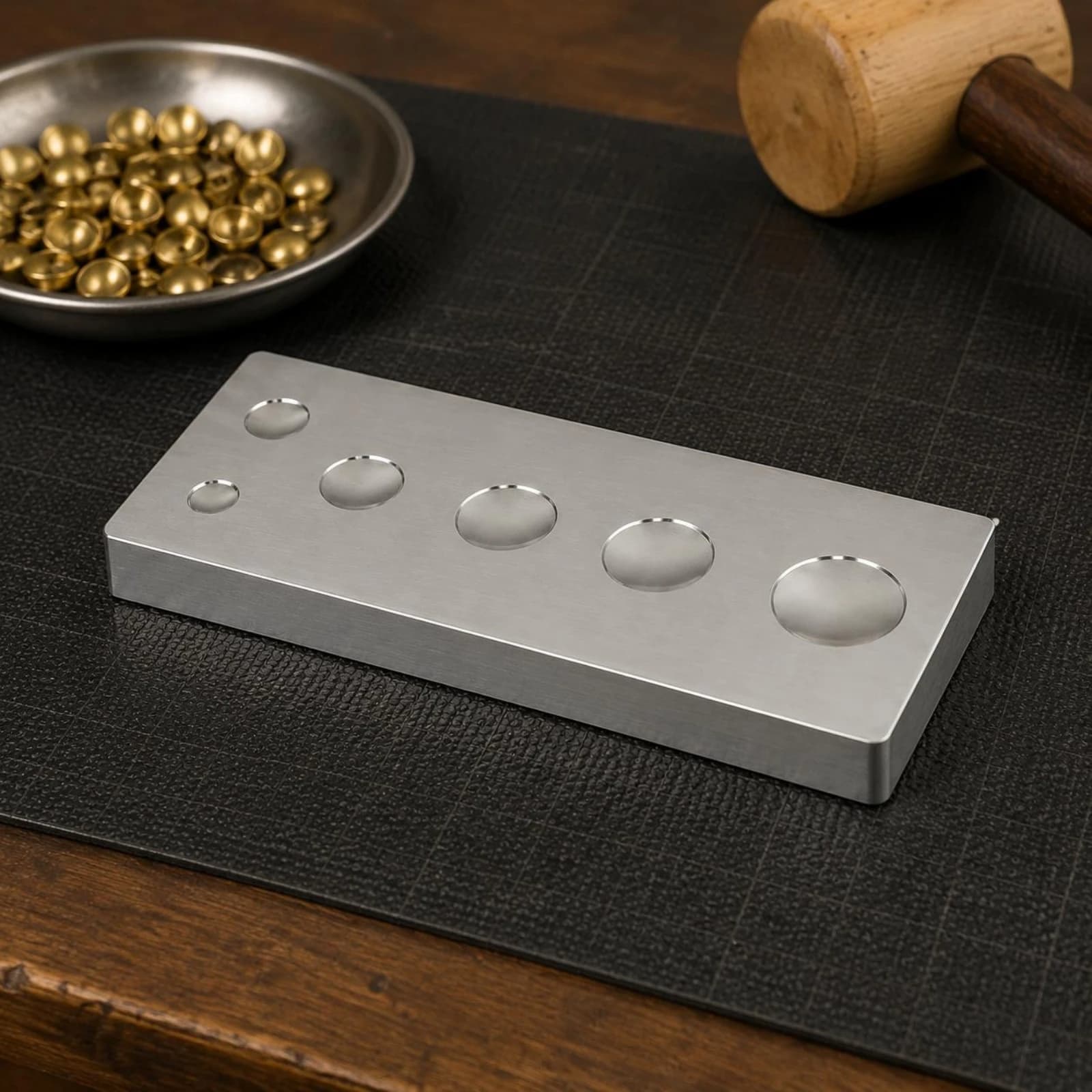 Set of Pressure Rivet Tools, Stainless Steel Installation Block, Robust Equipment for Craft Processing