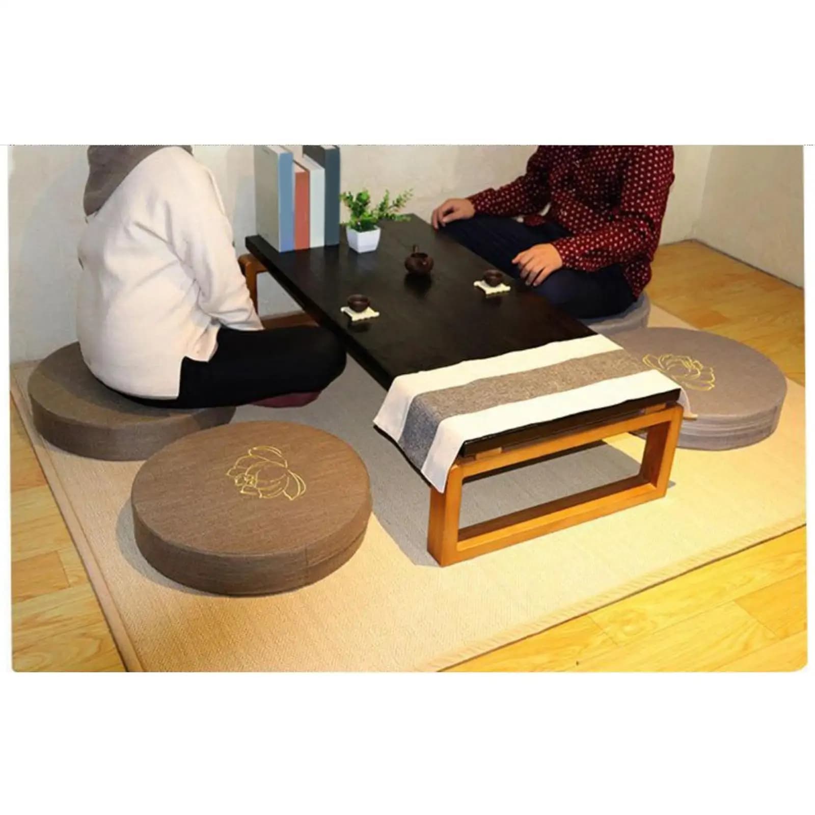 Handwoven Linen Round Pouf Cushion Floor Seat Meditation Pad Yoga Mat for Home Decor
