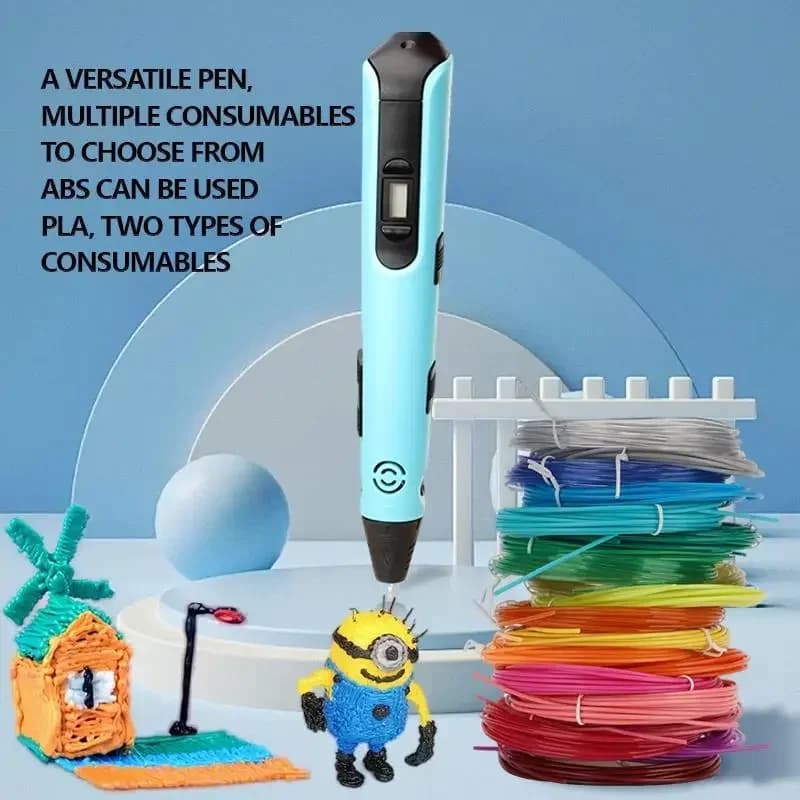 Penna da stampa 3D Display LCD Schermo 1,75 mm Abs Pla 0,7 mm Diametro Materiale Bambini Fai da te Penne da disegno Regali di compleanno di Natale