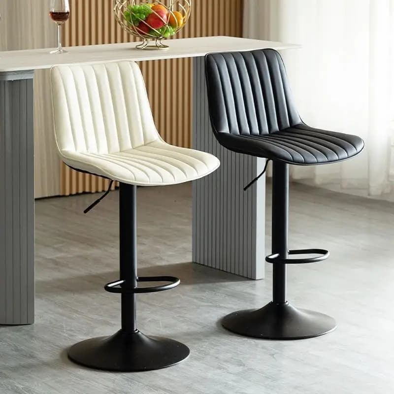 Sedie da pranzo moderne con gambe alte, sedie da bar in acciaio, sgabelli da isola con cuscino in pelle, sedie da bar, sgabelli da reception, sgabelli da bar