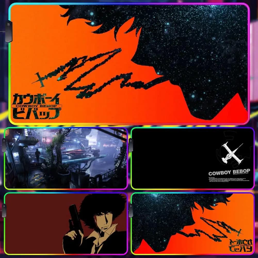 Cowboy Bebop Mouse Pad Gamer Luminescence Led Mouse Pad Gaming Table Rgb Deskmat Keyboard Pc Mousepad