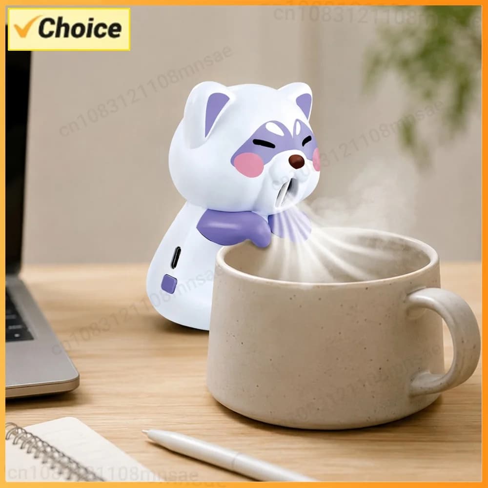 Rechargeable Fast Air Blowing Cute Animal Food Blower Portable Hanging Mug Fans for Baby Hot Soup Coffee Tea and Noodles