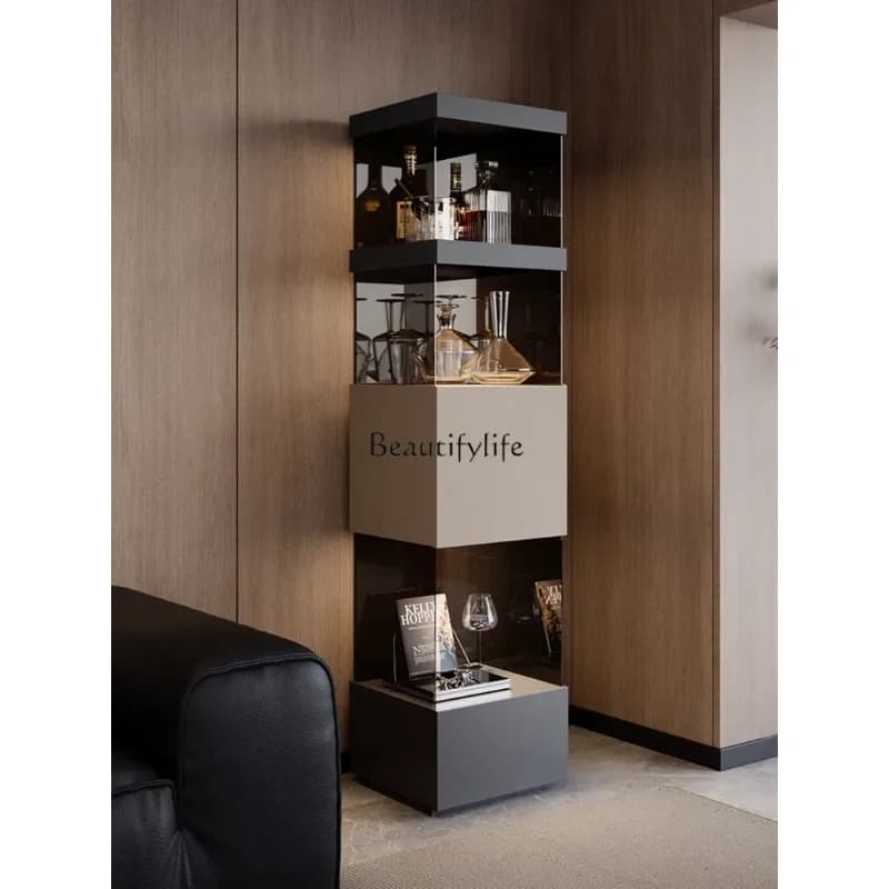 02 Armadietto da vino sospeso in vetro ad angolo minimalista italiano