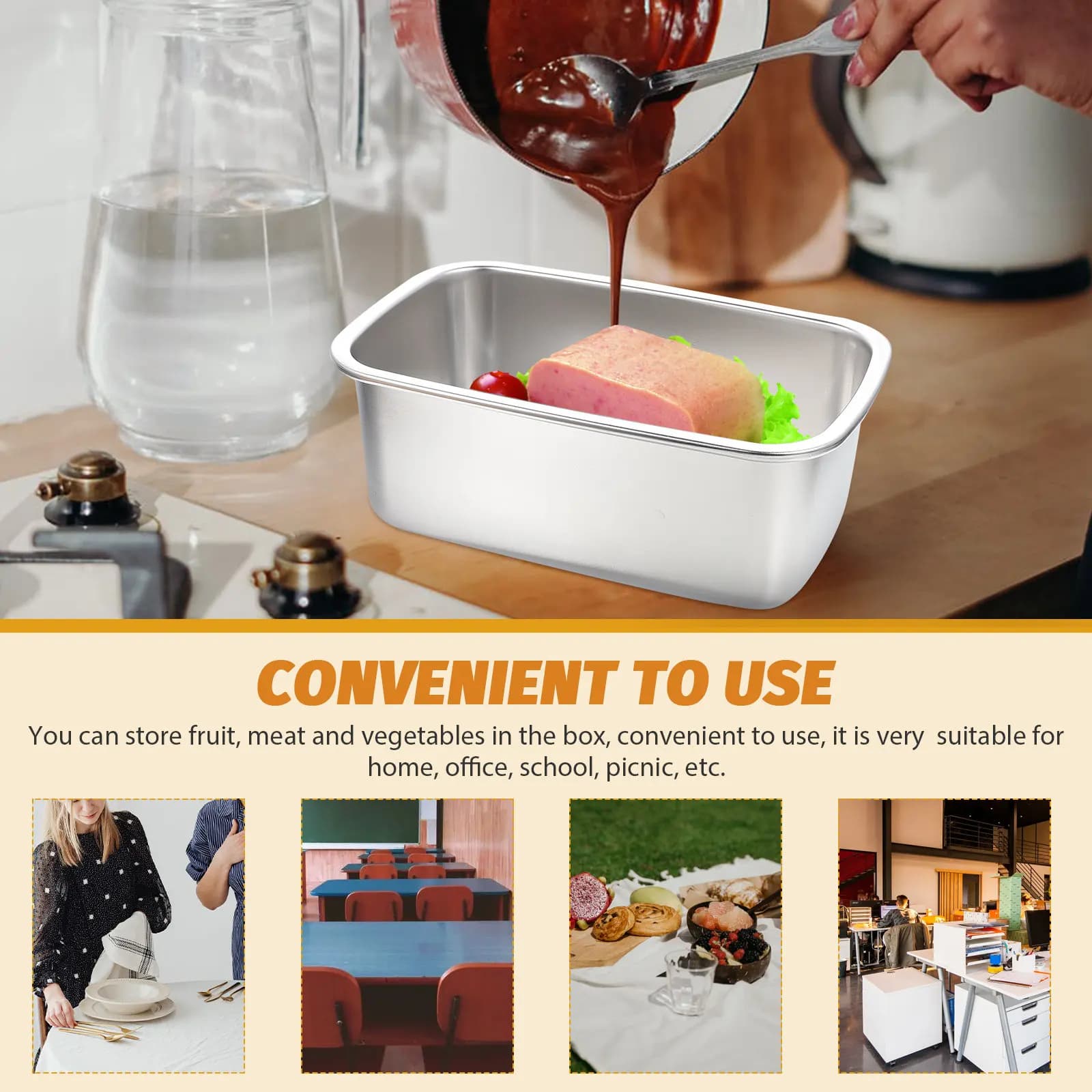 Contenitore per Alimenti in Acciaio Inox Multifunzione, Scatola Bento Portatile di Piccole Dimensioni per Casa e Ufficio