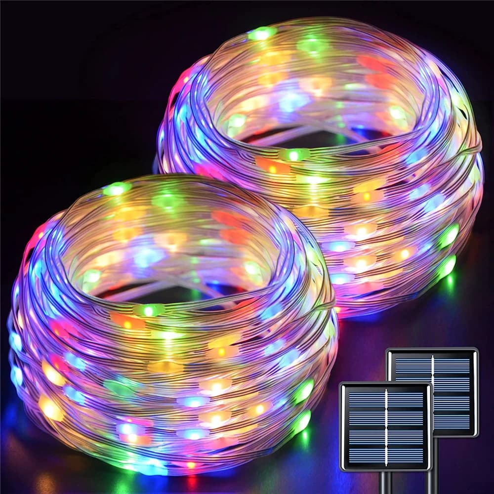 Luci a Led solari per esterni impermeabili 100m Street Garland Fairy Lights String decorazione natalizia per la decorazione di nozze dell'iarda del giardino