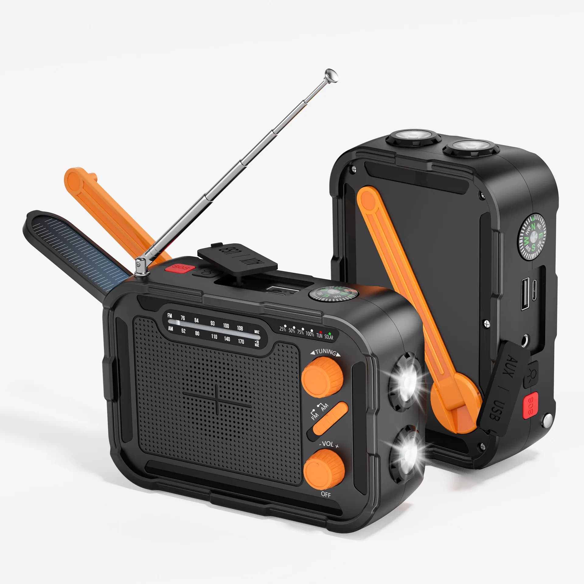 Radio a manovella per generazione di energia, power bank solare di emergenza per la prevenzione di disastri, power bank portatile piccolo da 5000mAh