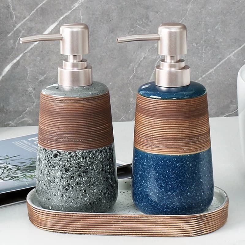 Flacone Vintage in Ceramica per Lozione, Dispenser per Disinfettante Mani, Bottiglia per Shampoo, Flaconi per Gel Doccia, Accessori per il Bagno