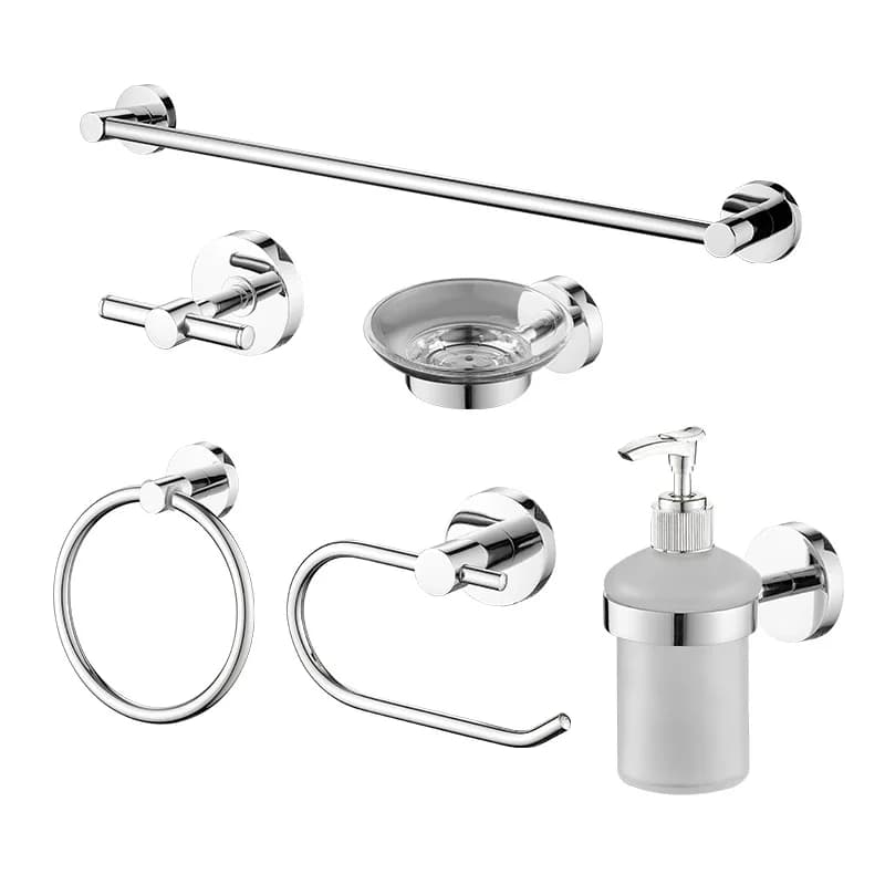 Set di accessori per il bagno in argento, portasciugamani, portasciugamani, gancio, dispenser per sapone, porta carta igienica, prodotti per il bagno