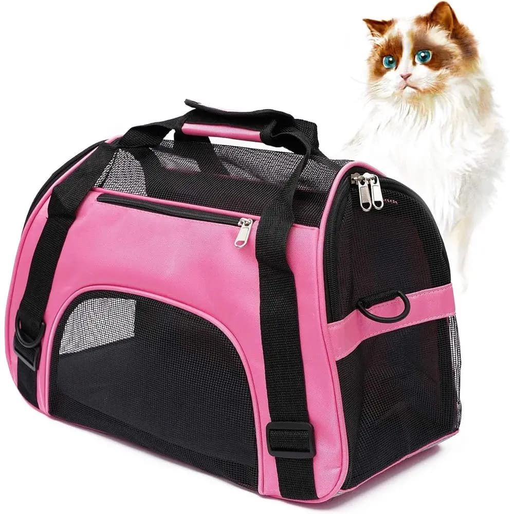 Trasportino Leggero Rosa per Gatti e Cuccioli - Borsa da Viaggio Comoda Approvata dalle Compagnie Aeree