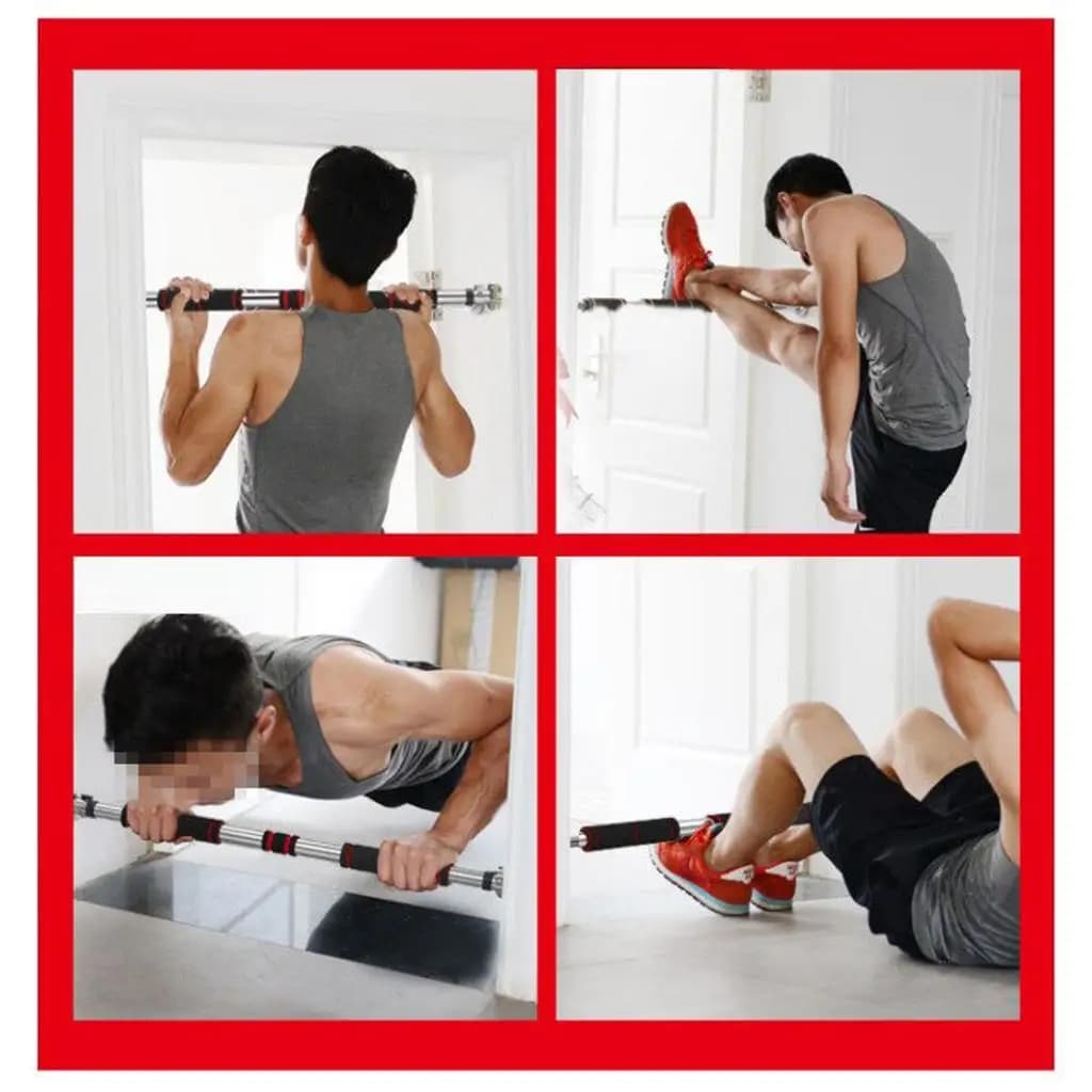 Barra per trazioni da porta 60-100 cm, per esercizi di trazioni e sit-up, antiscivolo, senza foratura