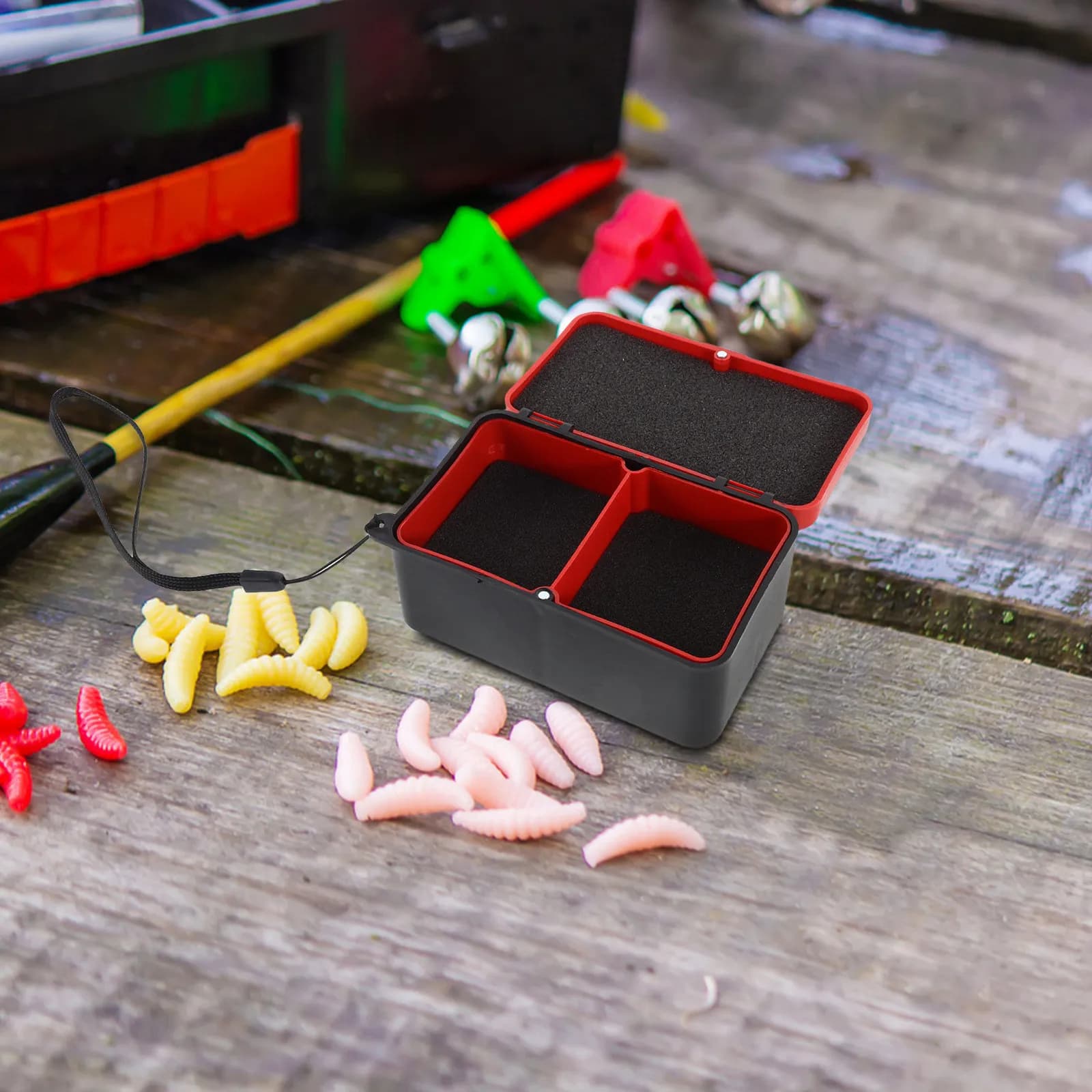 Set di 4 Contenitori Termici per Esche, Porta Verme a Doppio Lato per Pesca, Contenitore Isolato Traspirante 10.00x6.00x4.50cm, Scatola per Attrezzatura da Pesca