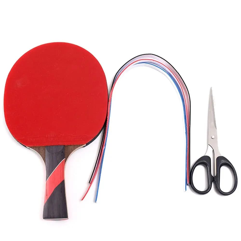 1 Paio di Racchette da Ping Pong con Nastro Protettivo Laterale Professionale Nero Rosso Blu, Nastro Elastico Spesso in Spugna