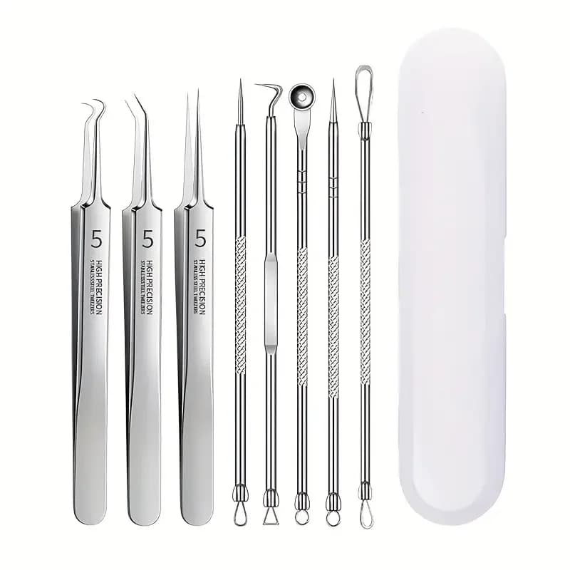 8 Piece Stainless Steel Acne Clips, Cell Clips, Black Point Clips, Acne Needle, Beauty Salon Acne Needle, Acne Needle Tool