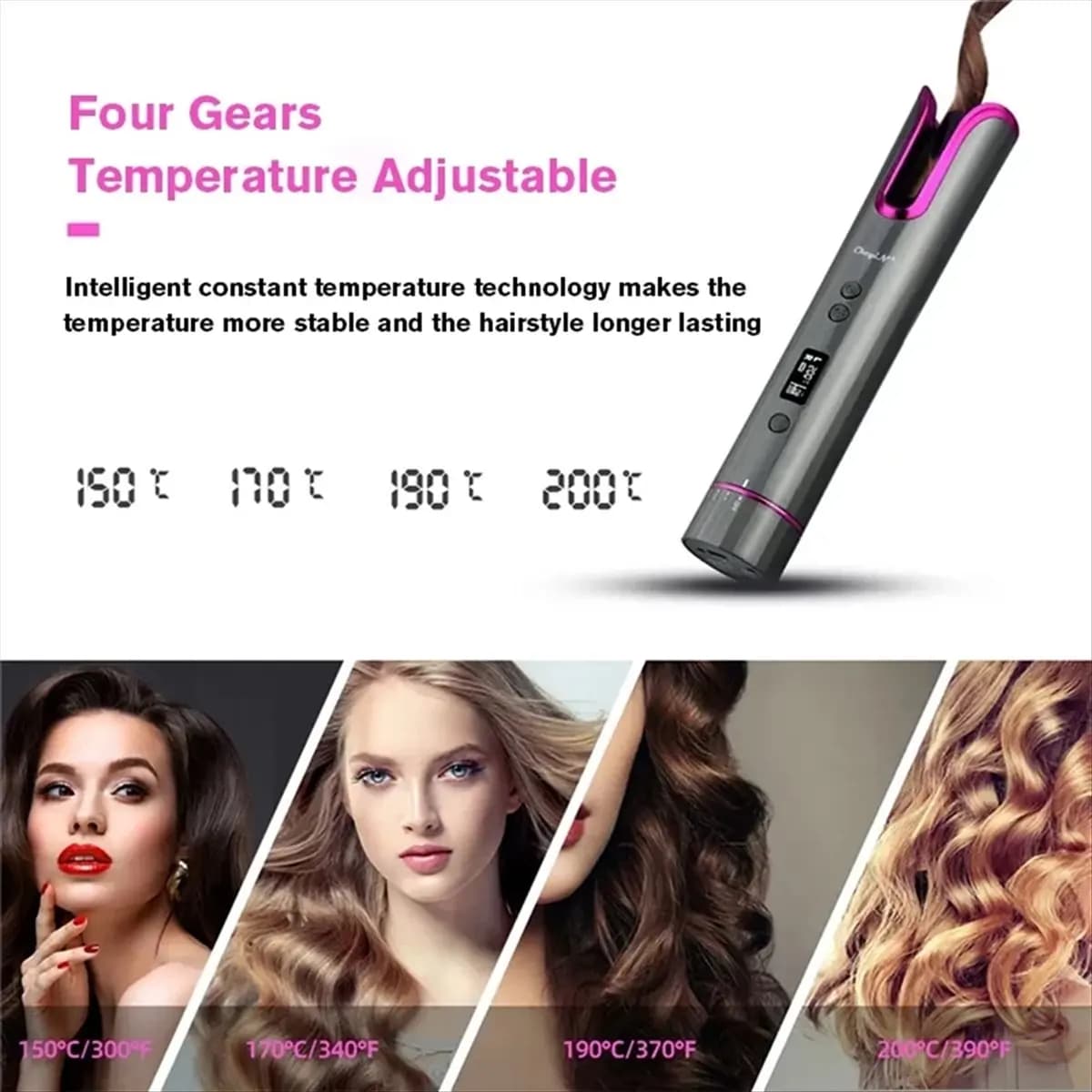 Capable 150-200 °C Portable Automatic Hair-drier Iron curlers USB at adjustable temperature Iron curlers anti-vine