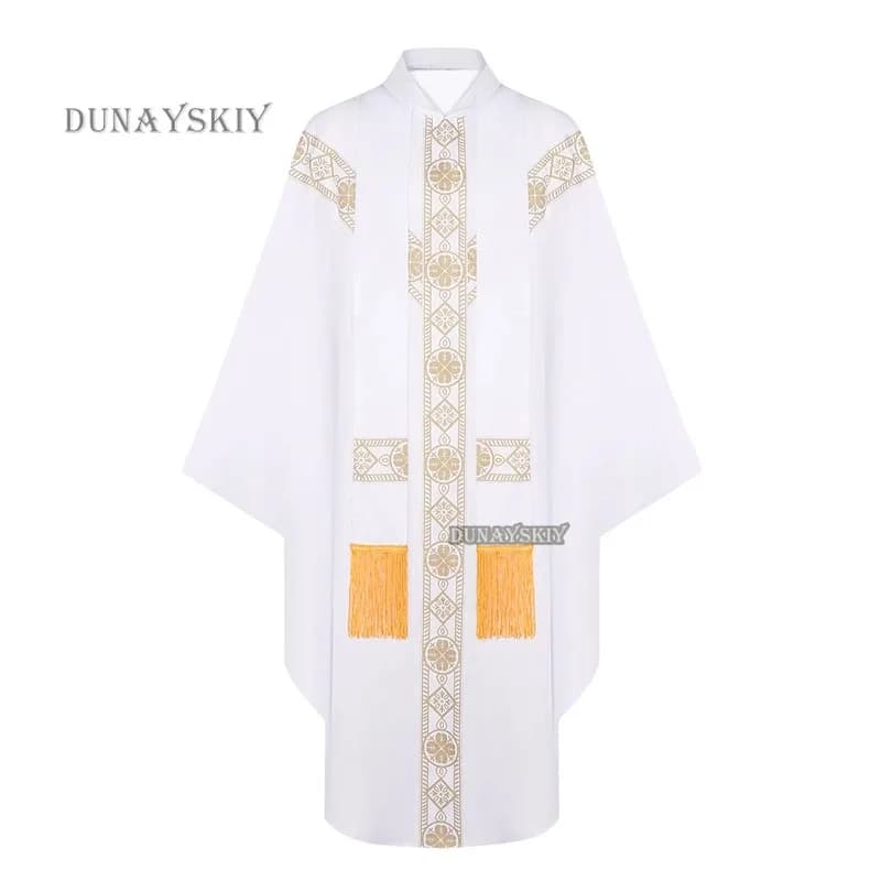 2024 Sacerdote Celebrant Casubile Chiesa cattolica Padre Messa Vestimenti con Nappa Clero Abito da festa Robea;6'x,9;a'