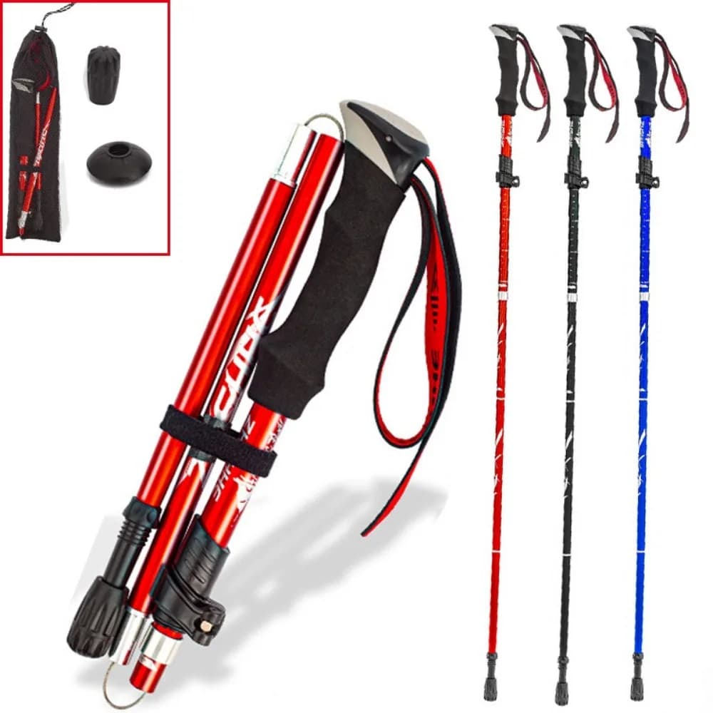 Outdoor Portable Folding Hiking Stick Anti-slip Walking Stick Telescopic Cane Hiking and Trekking Equipment Lightweight