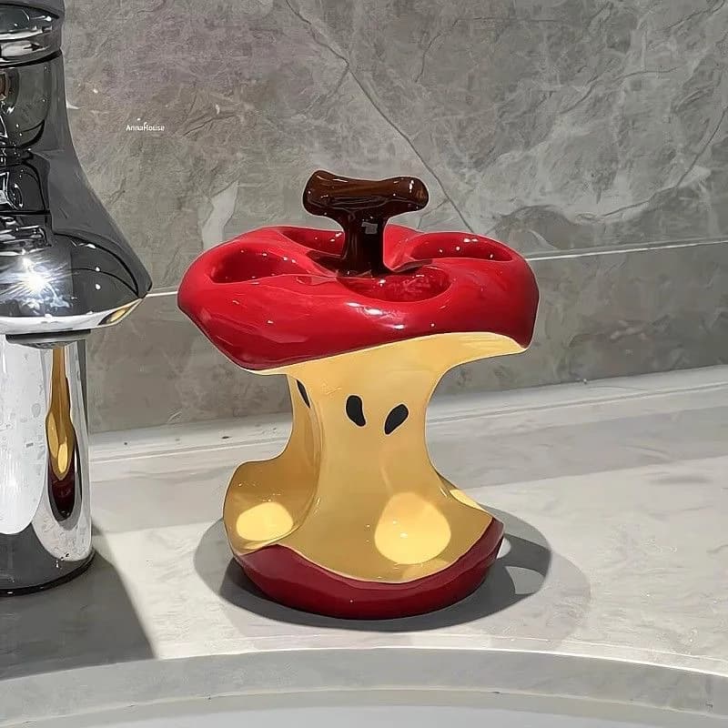 Portaspazzolino elettrico Apple di alta estetica con base in ceramica, portaoggetti creativo per bagno, porta dentifricio e articoli da toeletta.