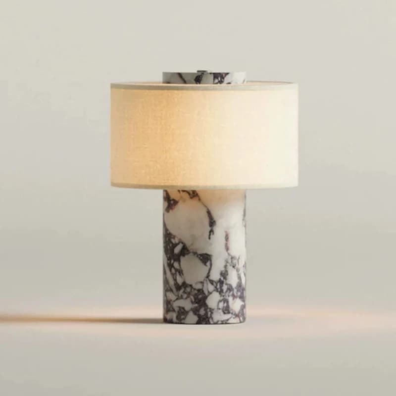 Lampada da tavolo moderna in marmo semplice ricaricabile con paralume in lino Lampada da scrivania dimmerabile touch senza fili per ristorante dell'hotel in camera da letto