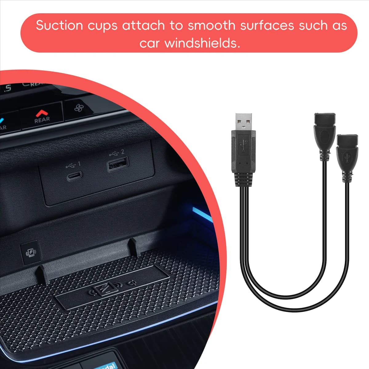 ABAN USB 2.0 A Male to 2 Double USB Female Jack Y Splitter Hub Power Cable Adapter