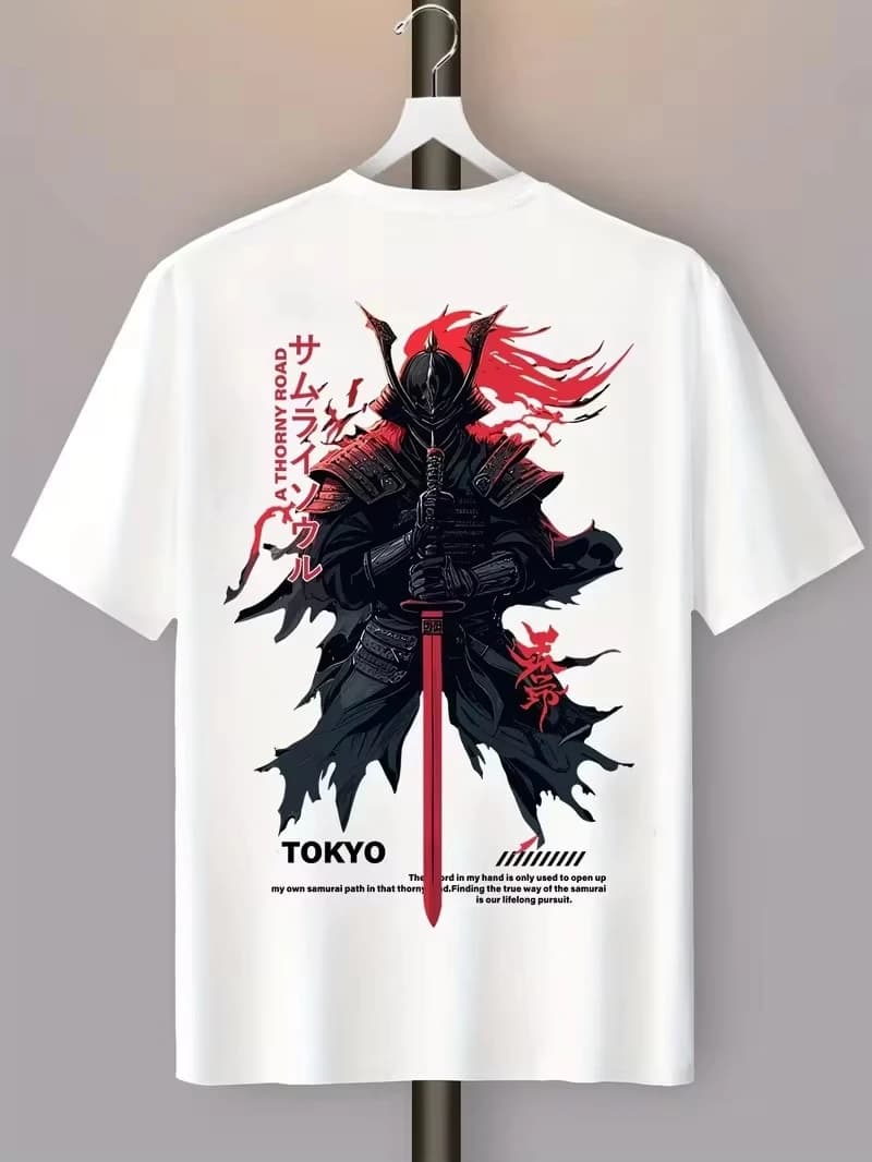 Japanese Samurai 3d Print Oversized T-Shirt 2026 Summer Men Women Simple Basic Crew Neck Tshirts Loose Tee Unisex Tops