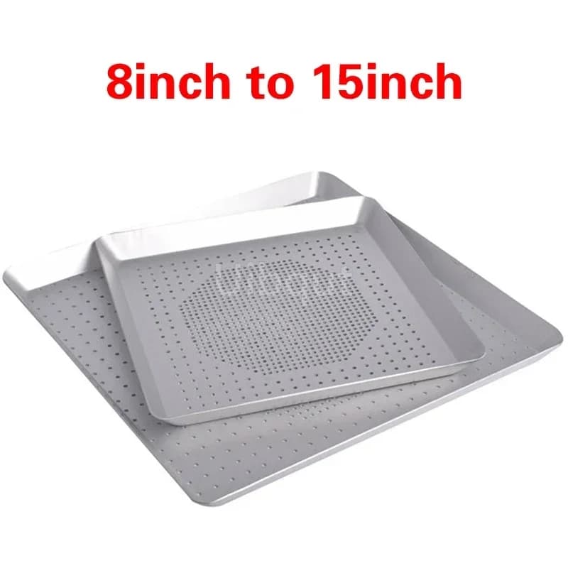 Household baking non stick square punching pizza plate cake Plate Bread Aluminum Alloy Baking Pizza Hole Tray Pan