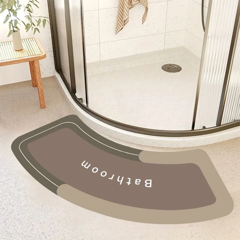 Tappetino da Bagno Semicircolare in Terra Diatomacea Antiscivolo ad Asciugatura Rapida Assorbente Stile Semplice