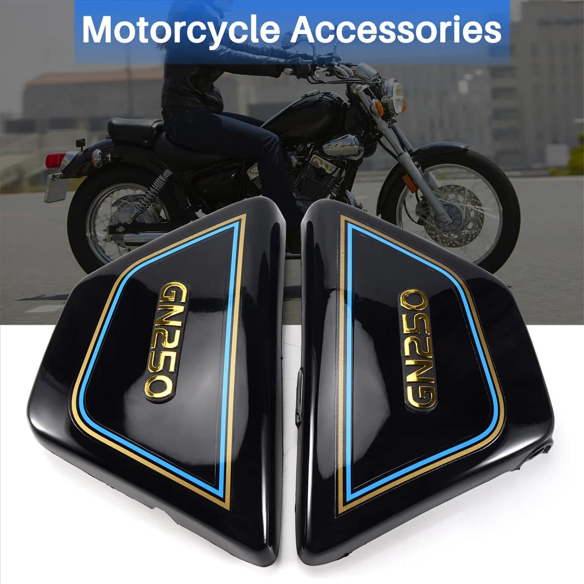 AAAL 1 Coppia Destra e Sinistra Telaio Lato Coperture Pannelli Per Parti Del Motociclo Gn 250 Gn250 Gn250 Parti Del Motociclo Nero