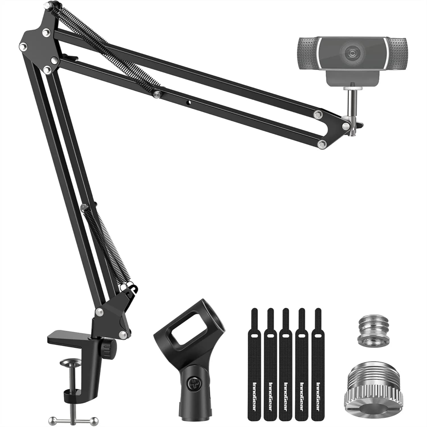 Supporto per webcam, braccio snodato con viti da 1/4"-3/8" e 3/8"-5/8" per Logitech C920/C922 e microfoni