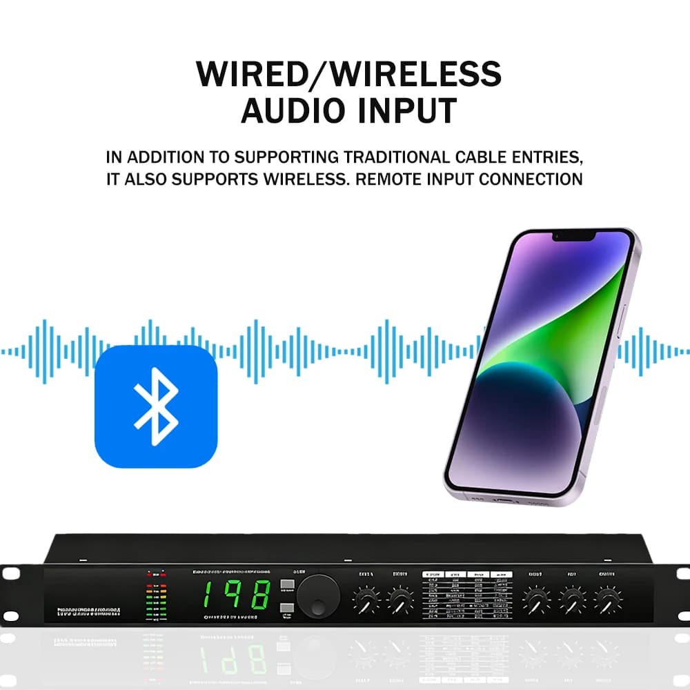 Processore Audio Digitale Professionale per KTV Karaoke, Preamplificatore con Effetti, Anti-Feedback, Mixer DSP con Riverbero ed Equalizzatore per Palcoscenico