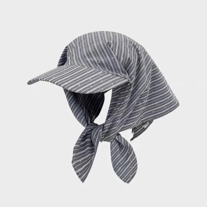 Men Women Korean Striped Vintage Bandana Hat Spring Summer UV‑Proof Triangle Peaked Cap Hip‑hop Outdoor Casual Head Wrap Beanie