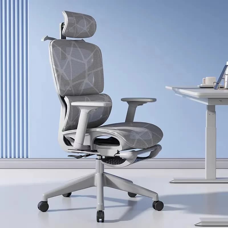 Minimalist Style Ergonomic Office Chair 3D Headrest Aluminum Base Adjustable Backrest Lumbar Support Memory Foam Seat for Gaming