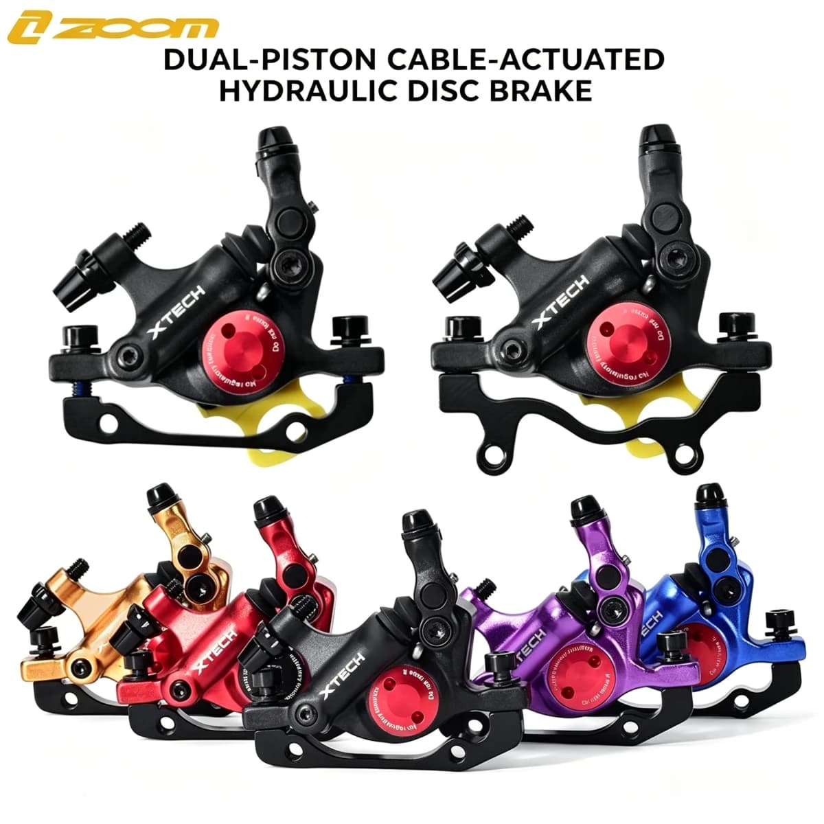 ZOOM XTECH HB100 Hydraulic Disc Brake Caliper Front Rear Post Mount MTB Brake 120/140/160/180mm Rotor Compatible with Shimano MT