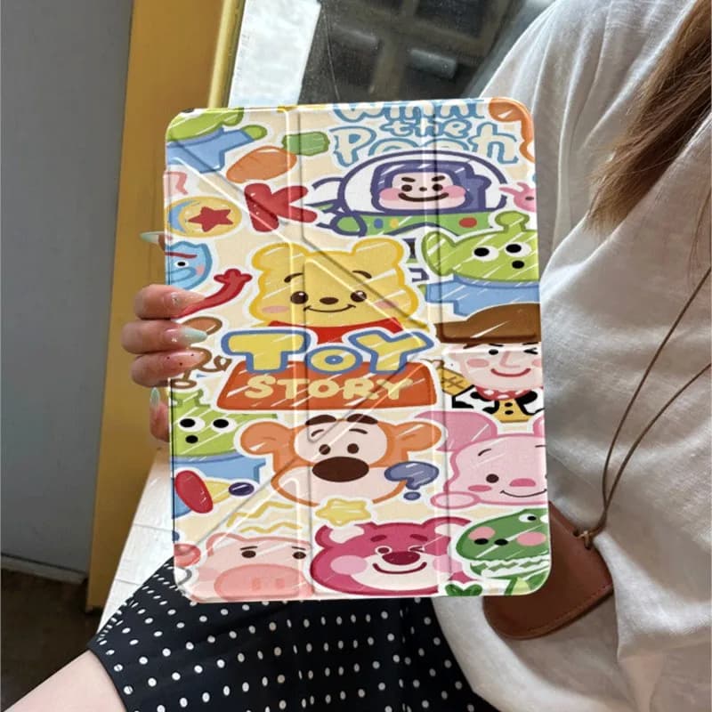 Custodia per tablet con design simpatico cartone animato Toy Story per Honor X8A/X9/X8 Pro/10Pro V9 11/11.5 pollici con slot per penna e funzione di spegnimento automatico