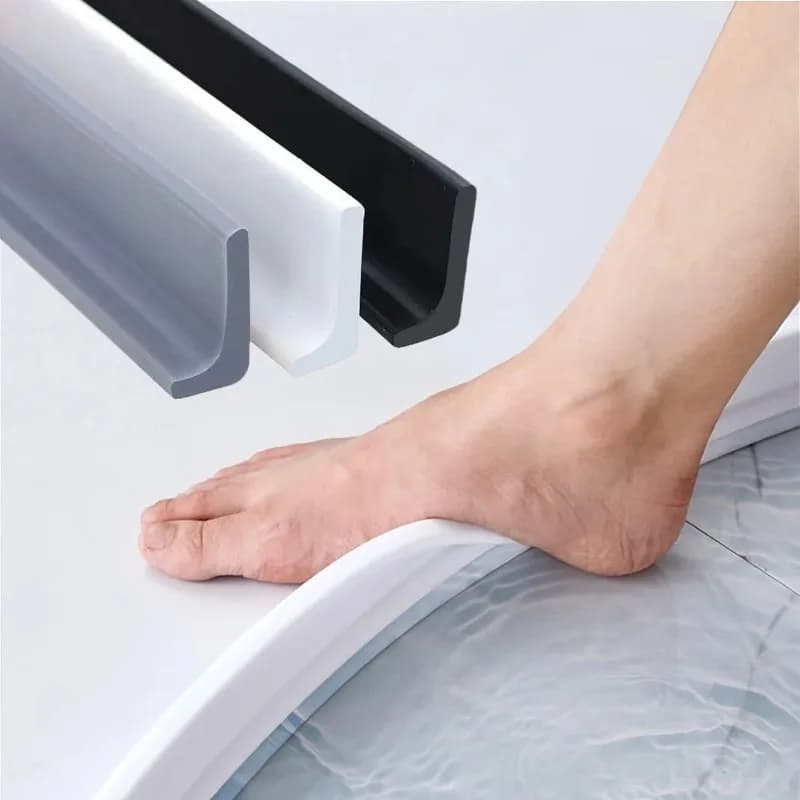 Barriera per doccia in gomma siliconica Tappo per acqua Bagno Striscia a forma di L Striscia di ritenzione dell'acqua Striscia di tenuta inferiore per diga per porta pieghevole
