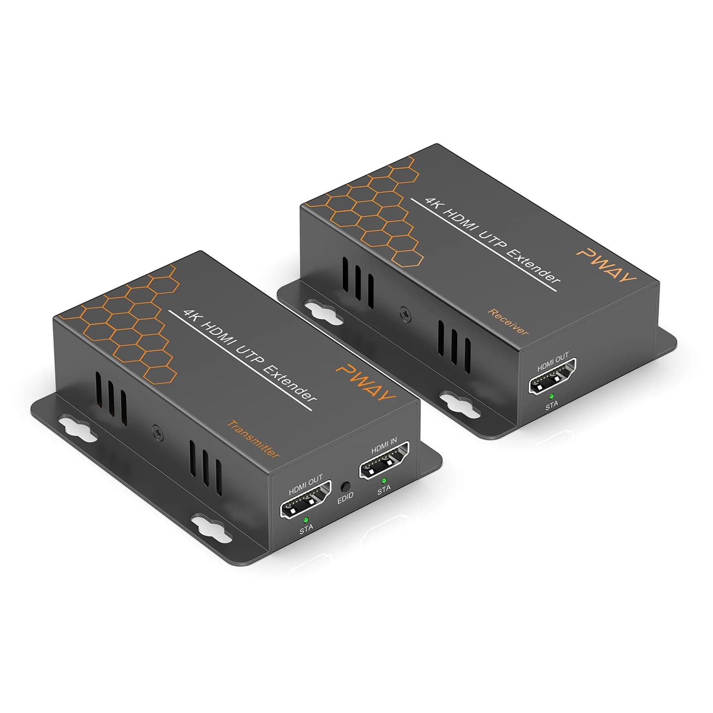 PWAY Extender HDMI 4K on Cat5e/Cat6 network cable - Up to 70m/230ft, POC and IR support