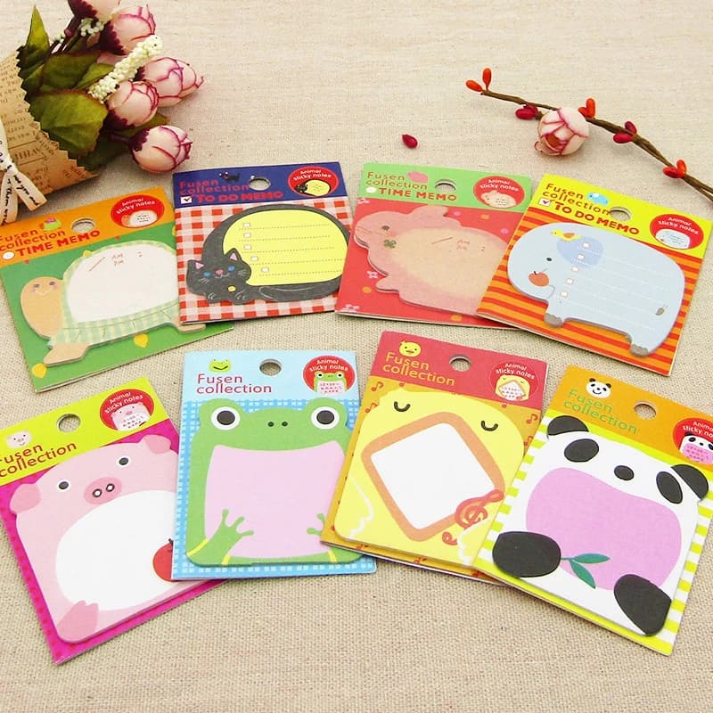 Animal Special-shaped Sticky Notes 8 Packs Cartoon Office Simple Shape Creative Sticky Notes Cute Colorful Note Paper