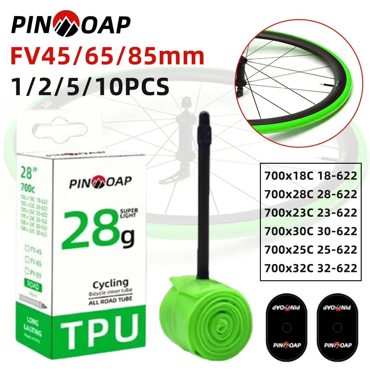 Camera d'Aria per Bici da Strada PINMOAP in TPU Ultra Leggera 700x18/32c Resistente e Antiesplosione Essenziale per il Ciclismo