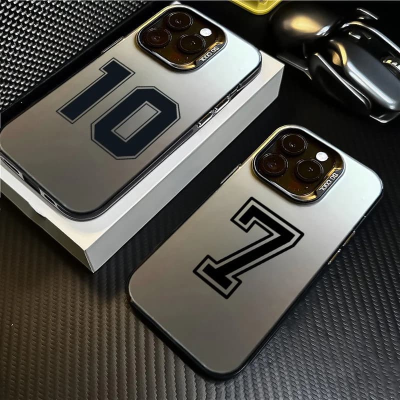Custodia per telefono per iPhone 16 15 14 Pro Max 11 12 13 Pro 7 8 Plus SE 2022 X XS Lucky Numbers Football Placca Cover antiurto