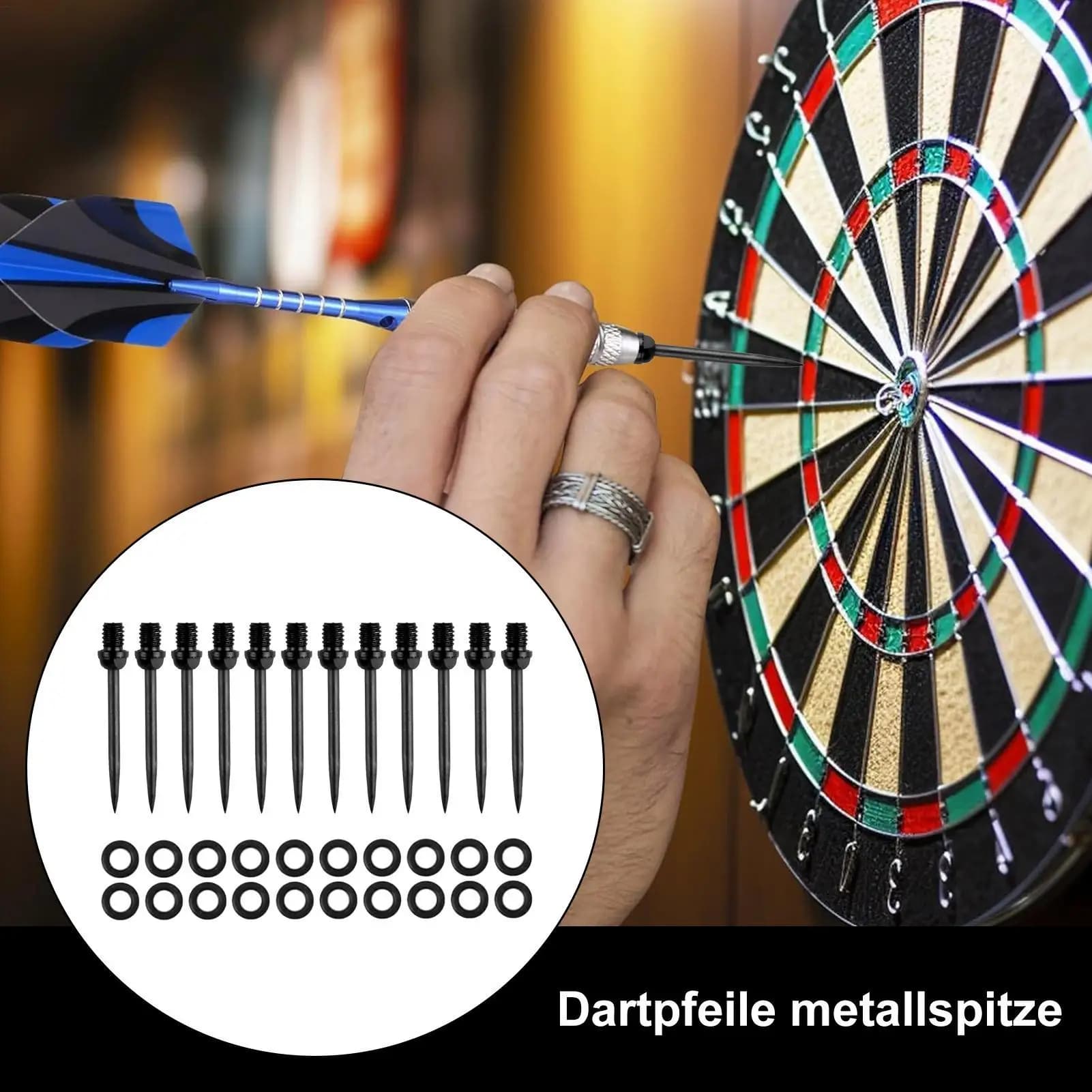 Freccette con punta in metallo 12 pezzi Freccette in metallo filettate con 20 O-ring Punte per freccette in acciaio filettato 2BA per posto di lavoro Cucina di casa Palestra