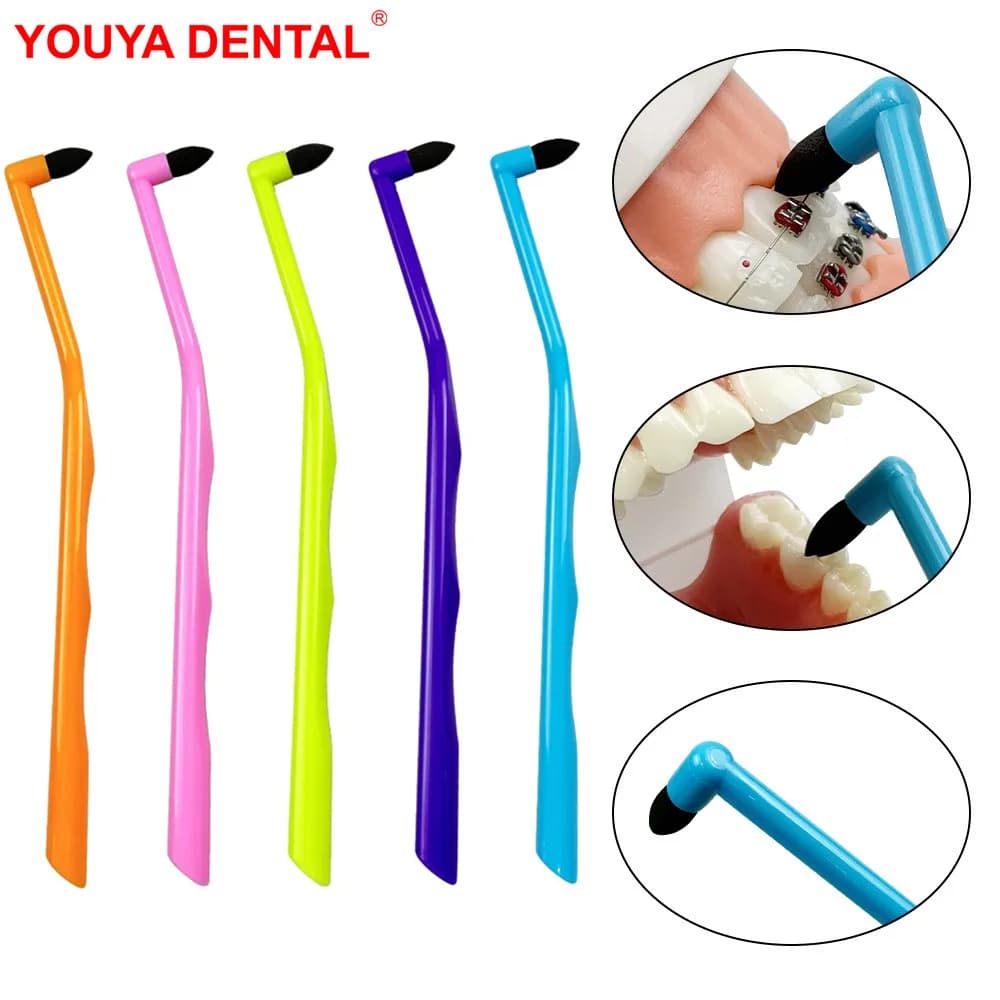 2 pz Spazzola per la pulizia delle macchie dei denti Spazzola interdentale ortodontica Spazzolino manuale Rimuovi tartaro/tè/macchie di fumo Strumento Igiene orale
