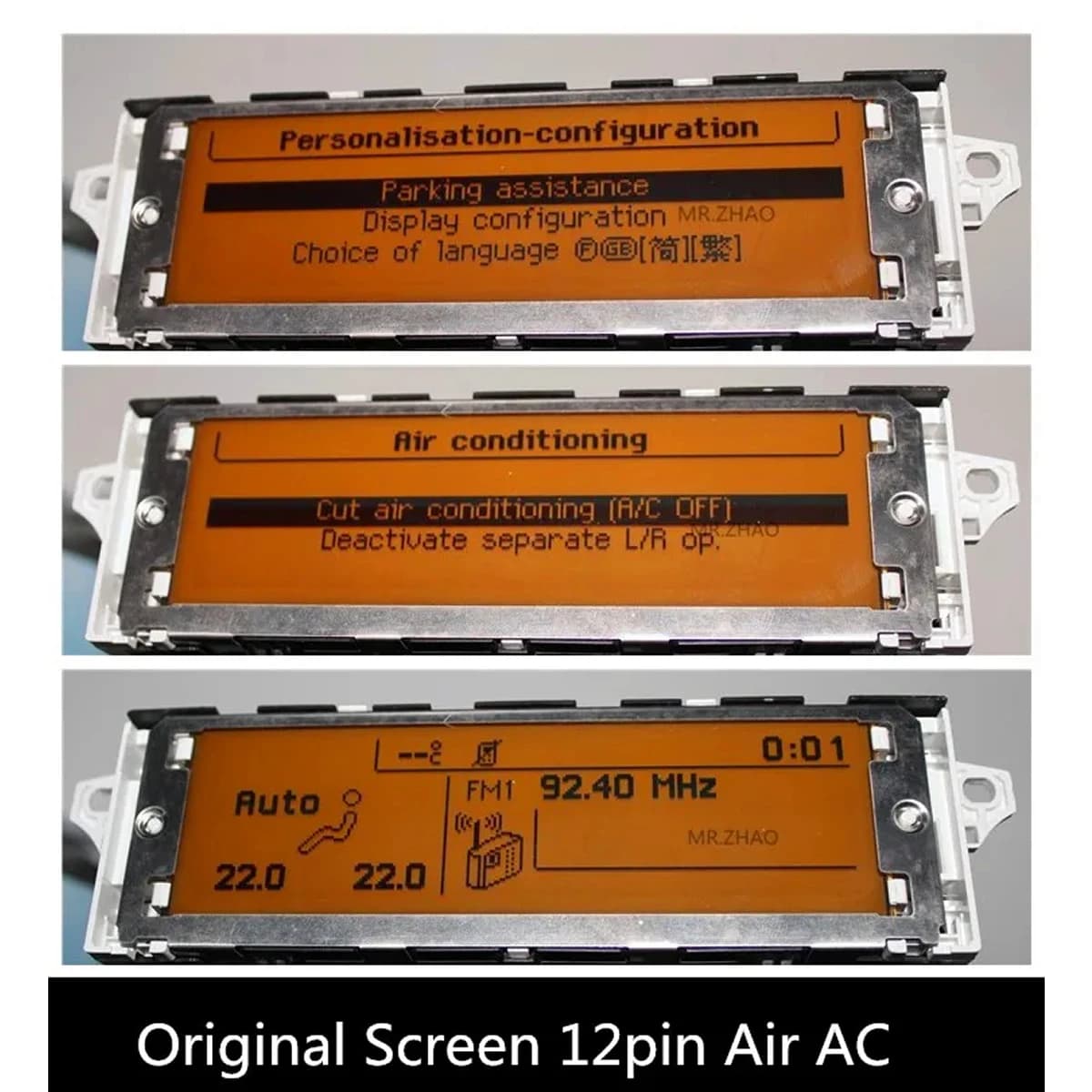 Support USB Dual-zone Air AC Display Bluetooth Monitor yellow 12 pin 307 407 408 C4 C5 Car Screen