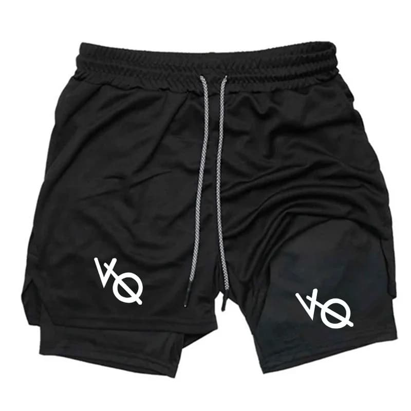 Stretchy Men's Double-Layer Casual Sport Pant Breathable Running Shorts Comfortable Exercise Physical Fitness Moisture Absorbing